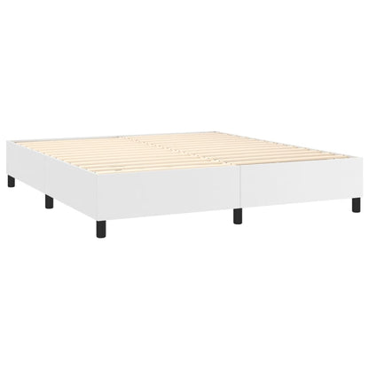 Bed Frame White Faux leather, plywood, engineered wood King