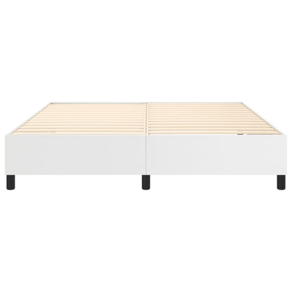 Bed Frame White Faux leather, plywood, engineered wood King