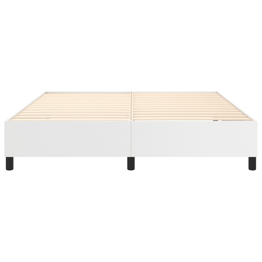 Bed Frame White Faux leather, plywood, engineered wood King