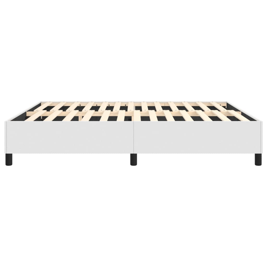Bed Frame White Faux leather, plywood, engineered wood King