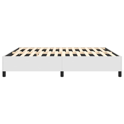 Bed Frame White Faux leather, plywood, engineered wood King