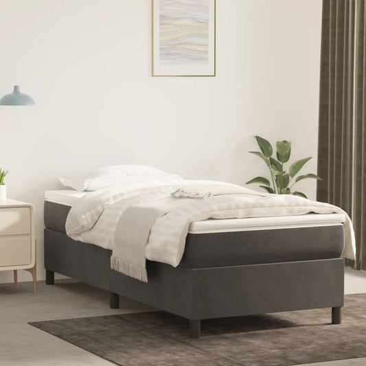 Bed Frame Dark Grey Velvet (100% polyester), Plywood, Engineered wood