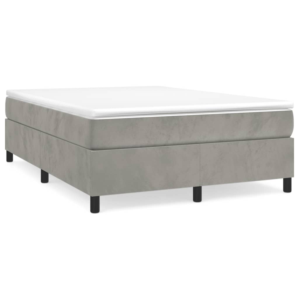 Bed Frame Light Grey Velvet, Plywood, Engineered wood Full Modern