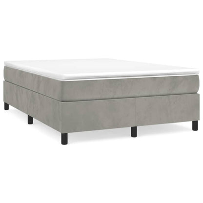 Bed Frame Light Grey Velvet, Plywood, Engineered wood Full Modern