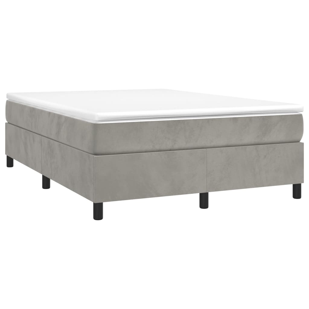 Bed Frame Light Grey Velvet, Plywood, Engineered wood Full Modern