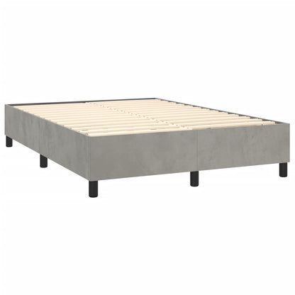 Bed Frame Light Grey Velvet, Plywood, Engineered wood Full Modern