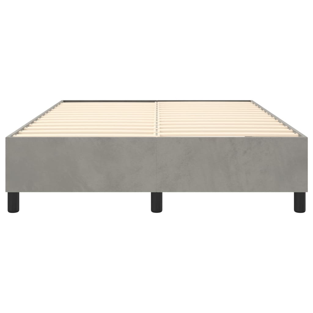 Bed Frame Light Grey Velvet, Plywood, Engineered wood Full Modern