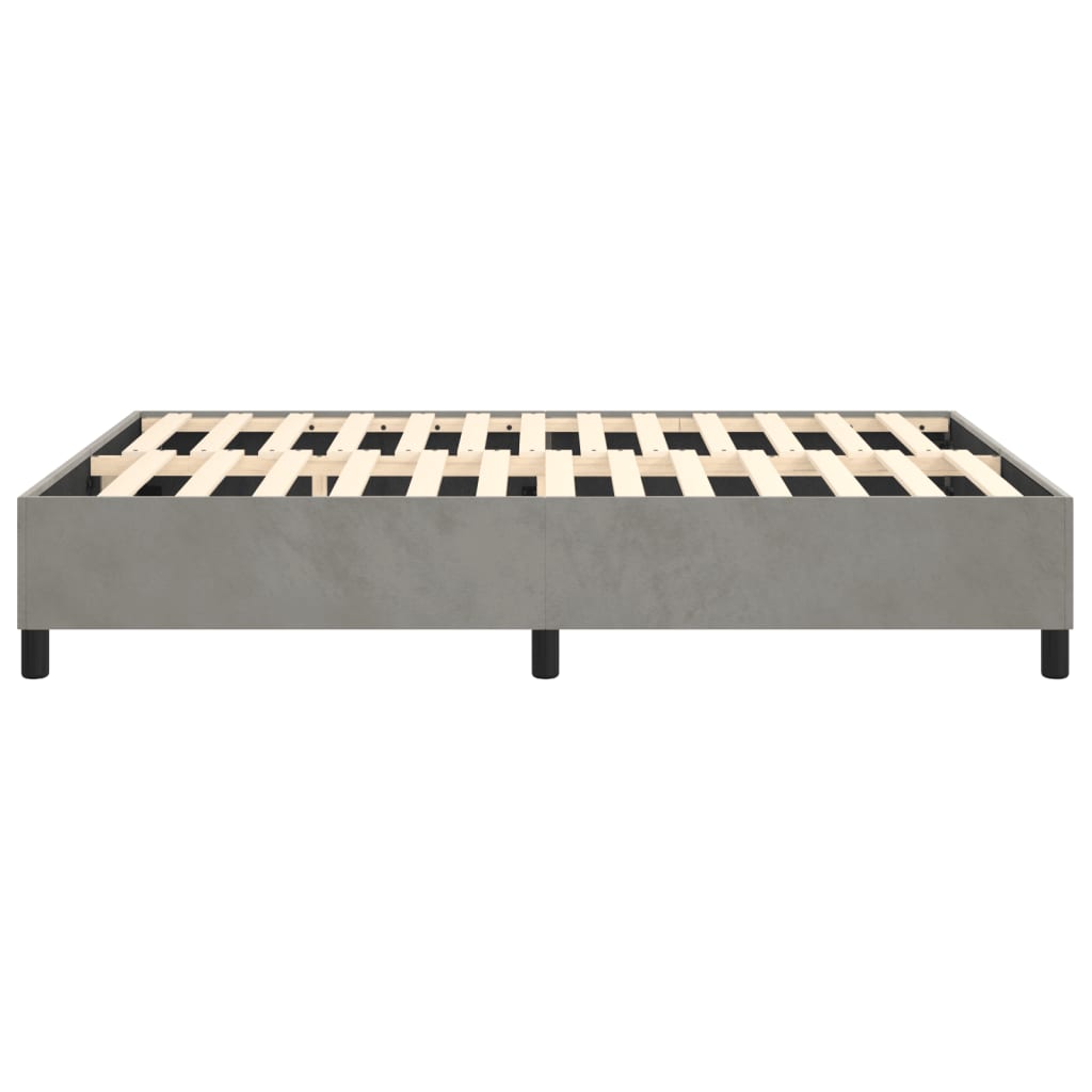 Bed Frame Light Grey Velvet, Plywood, Engineered wood Full Modern