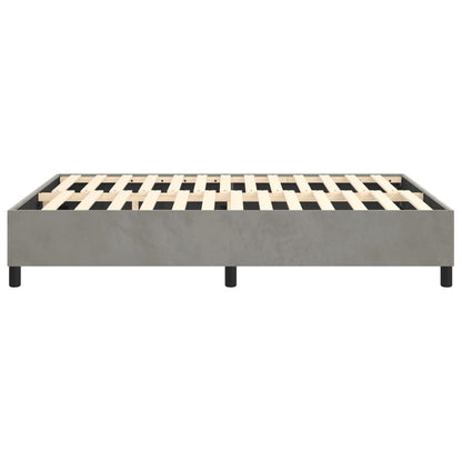 Bed Frame Light Grey Velvet, Plywood, Engineered wood Full Modern