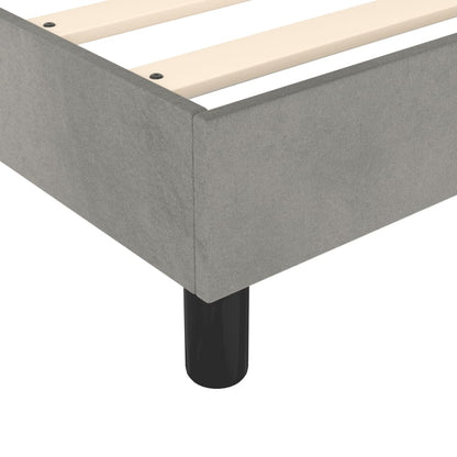 Bed Frame Light Grey Velvet, Plywood, Engineered wood Full Modern
