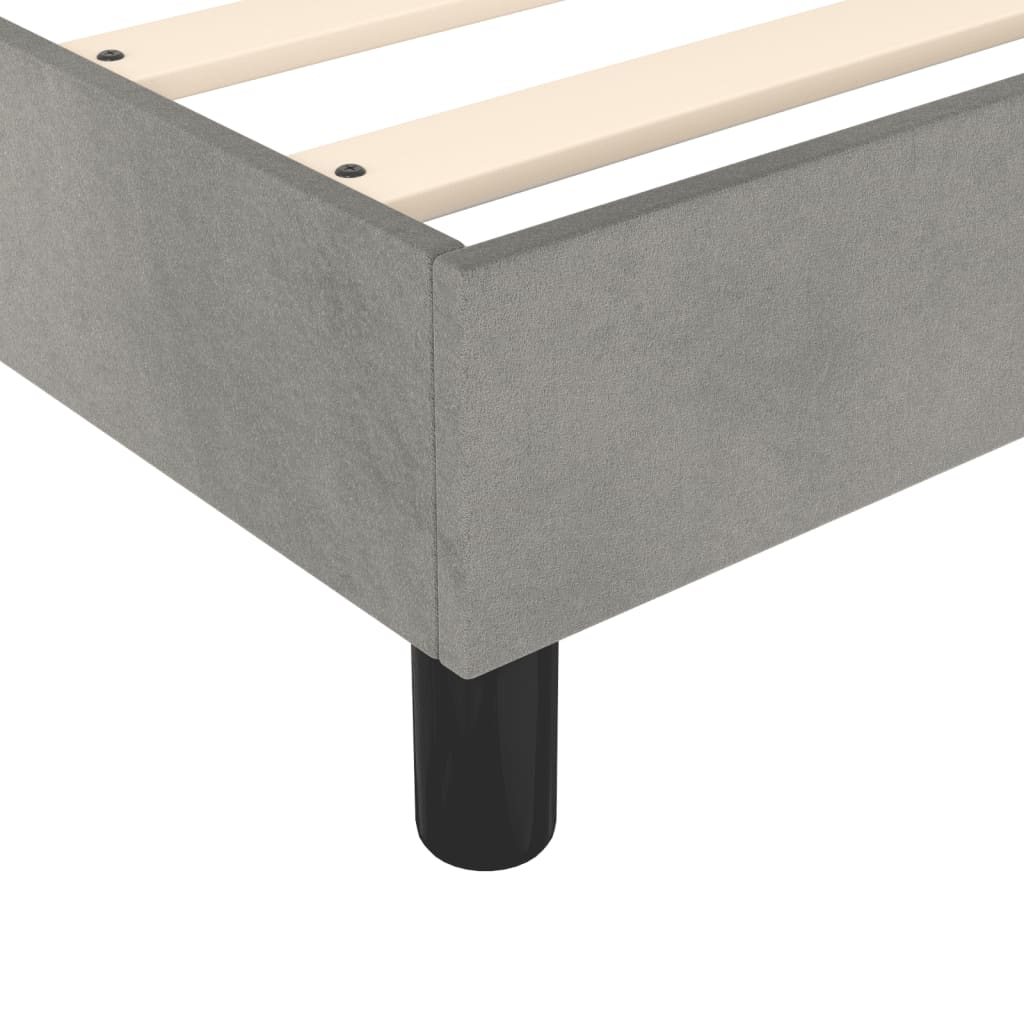 Bed Frame Light Grey Velvet, Plywood, Engineered wood Full Modern