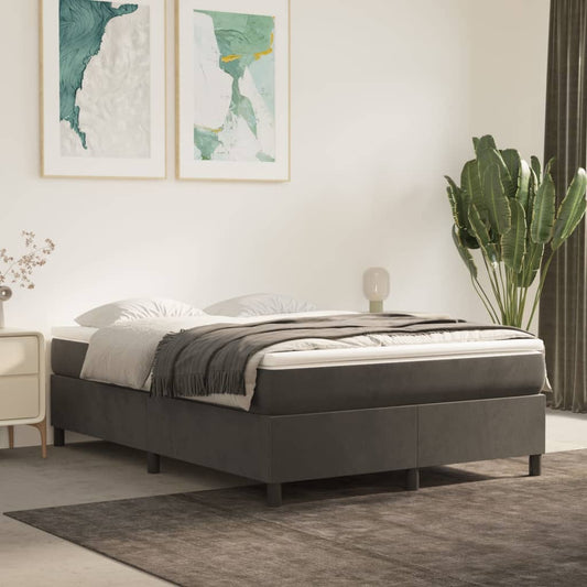 Bed Frame Dark Grey Velvet (100% polyester), plywood, engineered wood