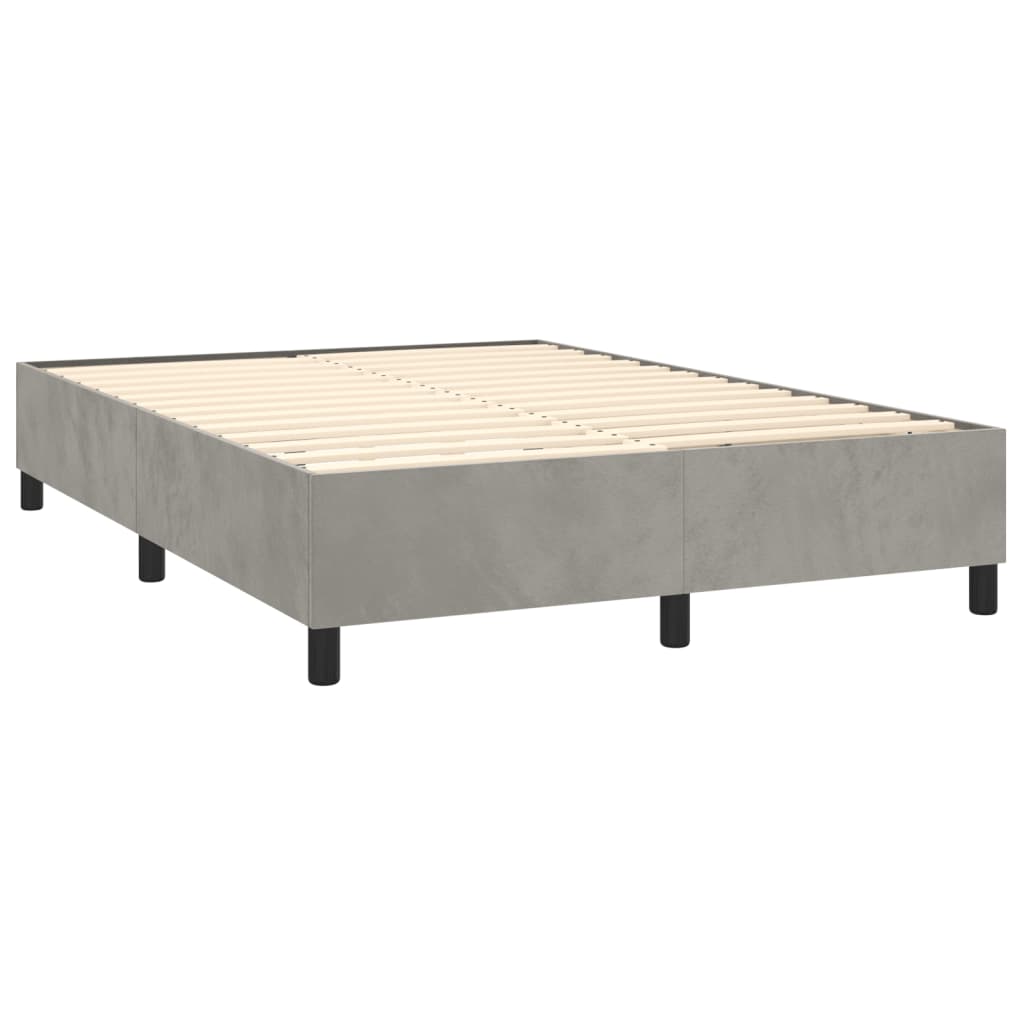 Bed Frame Light Grey Velvet, Plywood, Engineered wood Queen
