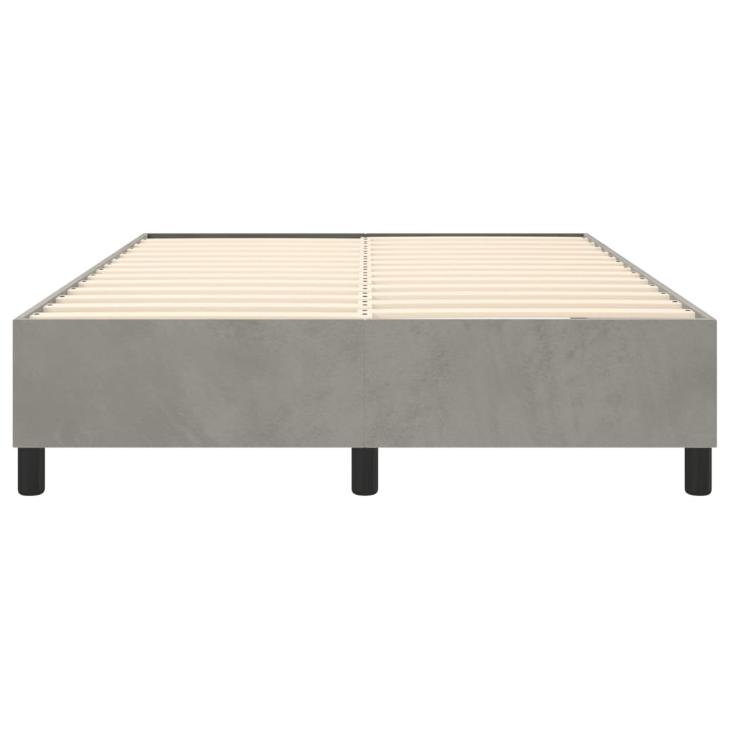 Bed Frame Light Grey Velvet, Plywood, Engineered wood Queen