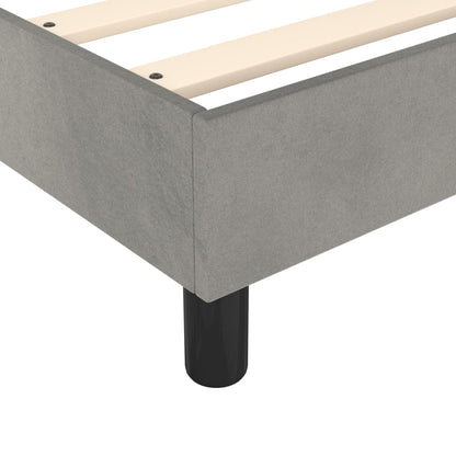Bed Frame Light Grey Velvet, Plywood, Engineered wood Queen
