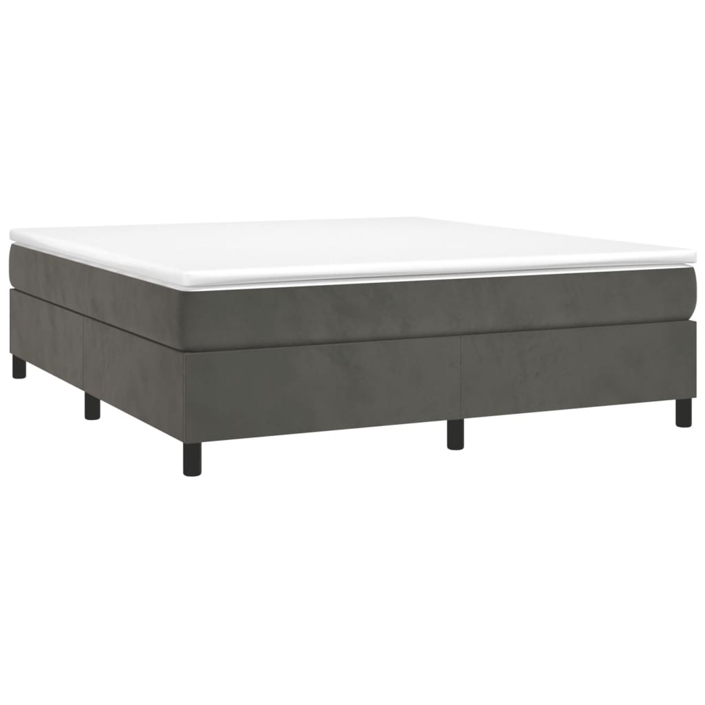 Bed Frame Dark Grey Velvet (100% polyester), plywood, engineered wood