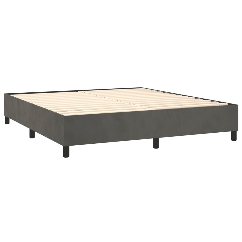 Bed Frame Dark Grey Velvet (100% polyester), plywood, engineered wood