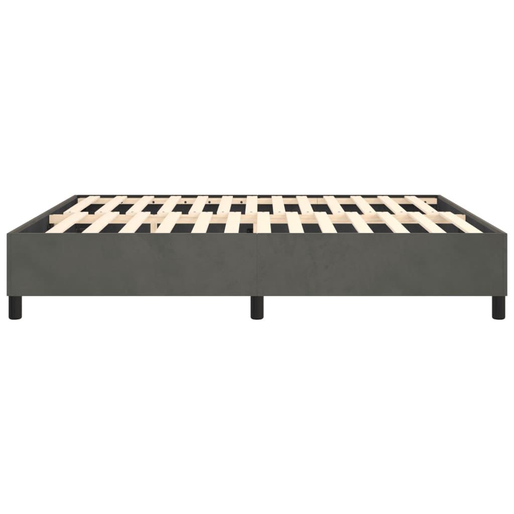 Bed Frame Dark Grey Velvet (100% polyester), plywood, engineered wood