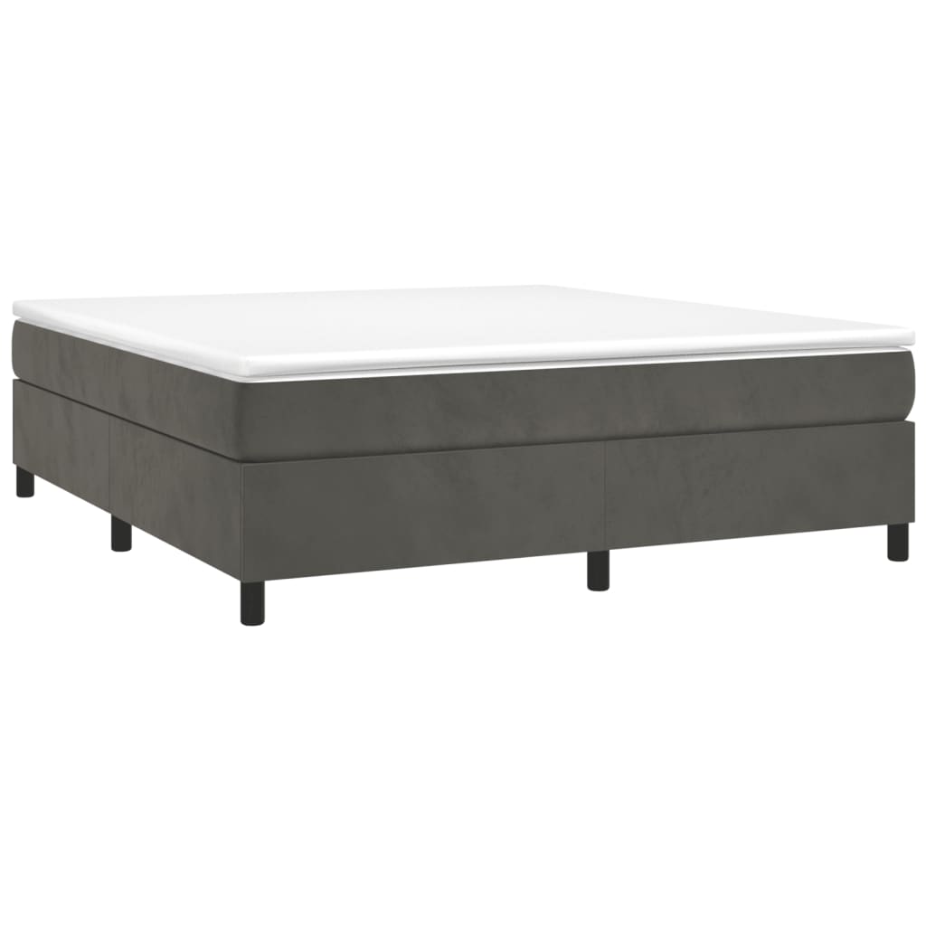 Bed Frame Dark Gray Velvet, plywood, engineered wood