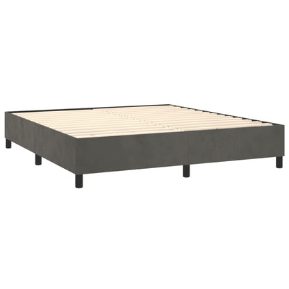 Bed Frame Dark Gray Velvet, plywood, engineered wood