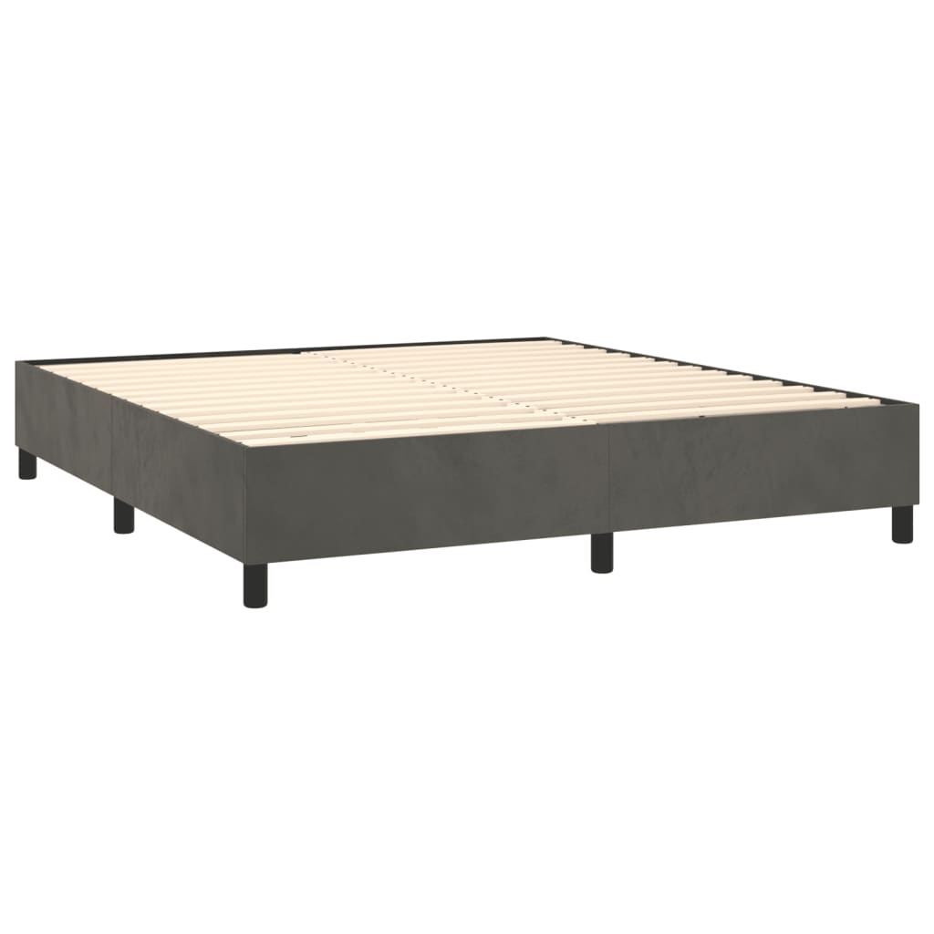 Bed Frame Dark Gray Velvet, plywood, engineered wood