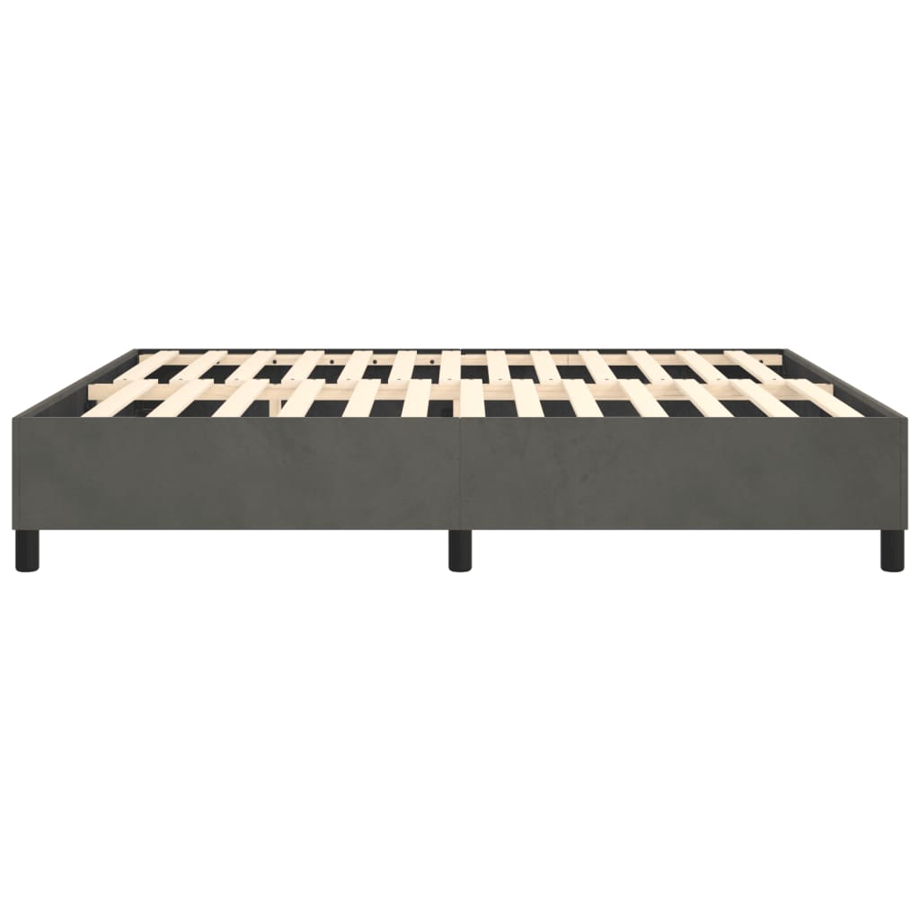 Bed Frame Dark Gray Velvet, plywood, engineered wood