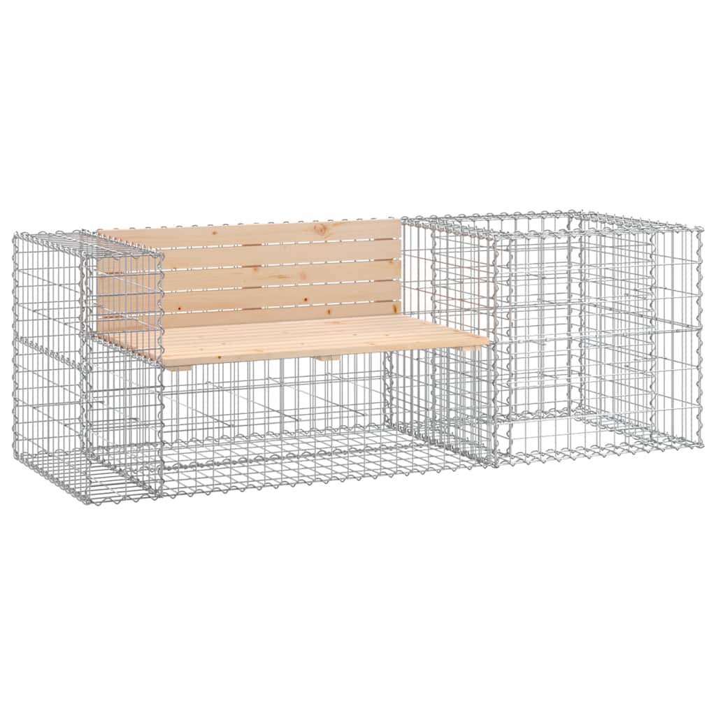 Garden Bench With Gabion Basket Natural Pine, Silver