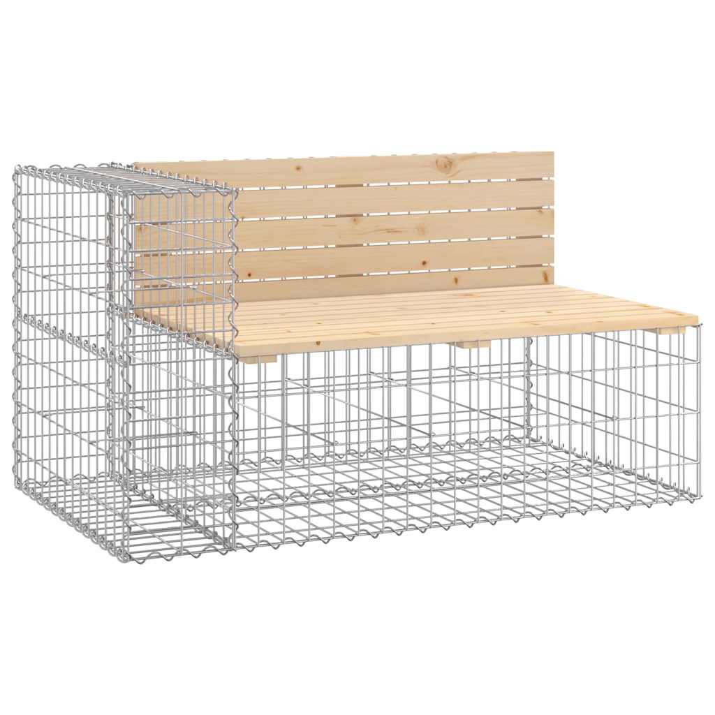 Garden Bench With Gabion Basket Natural Pine, Silver