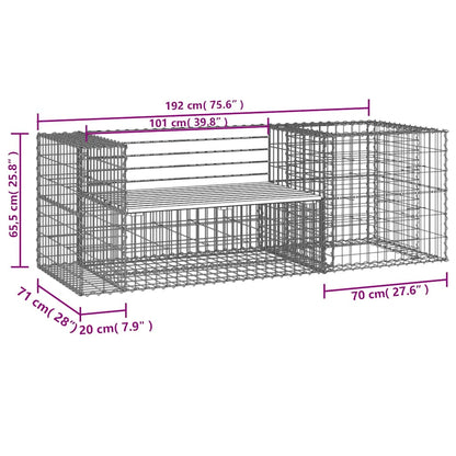 Garden Bench With Gabion Basket Natural Pine, Silver