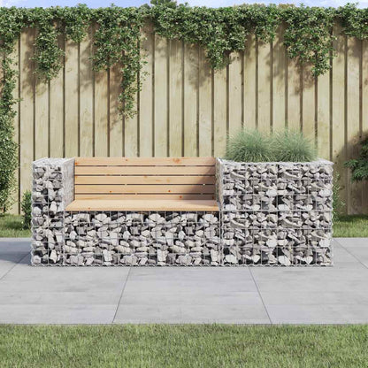 Garden Bench With Gabion Basket Natural Pine, Silver