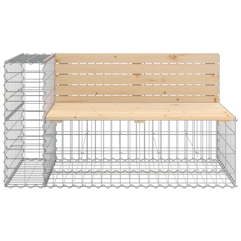 Garden Bench With Gabion Basket Natural wood and silver