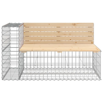 Garden Bench With Gabion Basket Natural wood and silver