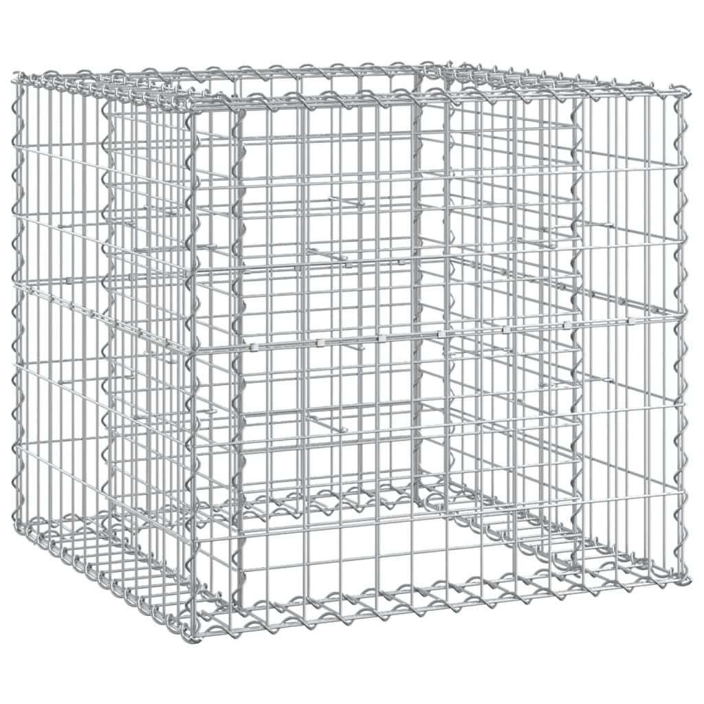 Garden Bench With Gabion Basket Natural wood and silver