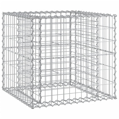 Garden Bench With Gabion Basket Natural wood and silver