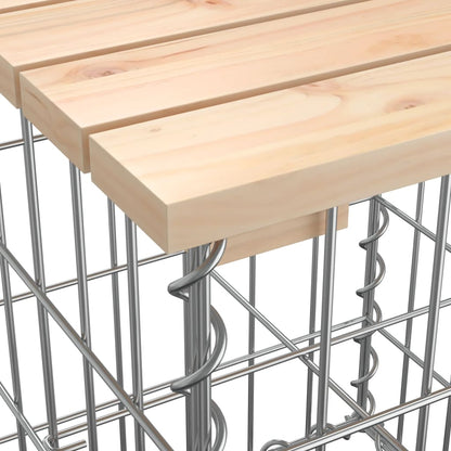 Garden Bench With Gabion Basket Natural wood and silver