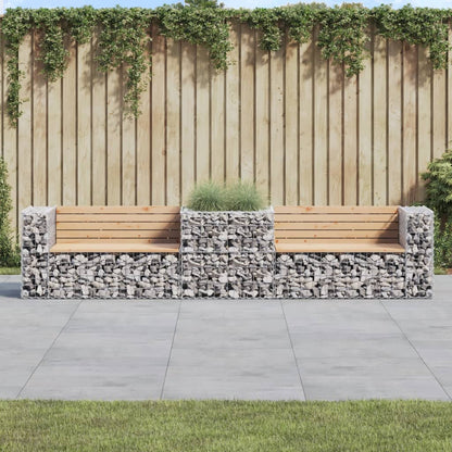 Garden Bench With Gabion Basket Natural wood and silver