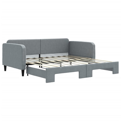 Daybed With Trundle Light grey Polyester, Wood, Metal Standard