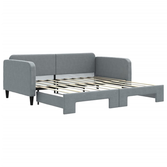 Daybed With Trundle Light grey Polyester, Wood, Metal Standard