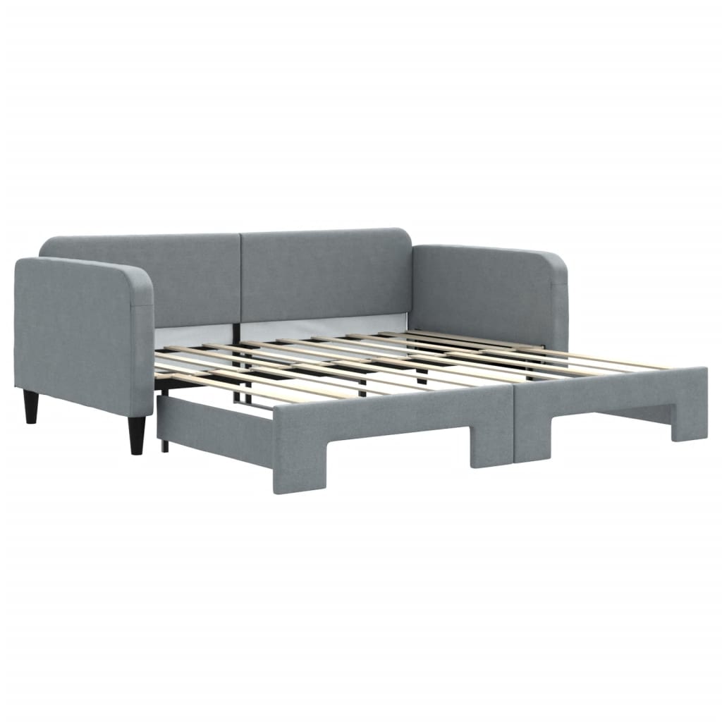 Daybed With Trundle Light grey Polyester, Wood, Metal Standard