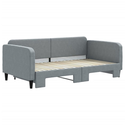Daybed With Trundle Light grey Polyester, Wood, Metal Standard
