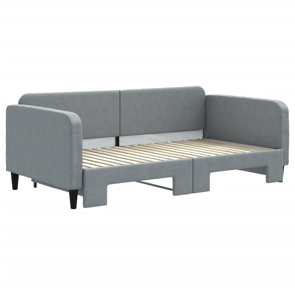Daybed With Trundle Light grey Polyester, Wood, Metal Standard