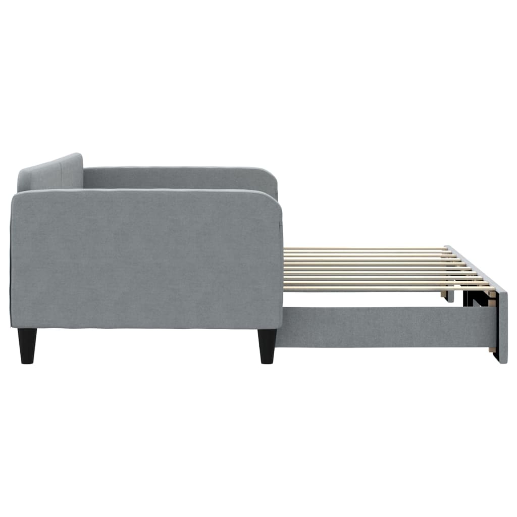 Daybed With Trundle Light grey Polyester, Wood, Metal Standard