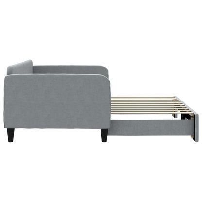 Daybed With Trundle Light grey Polyester, Wood, Metal Standard