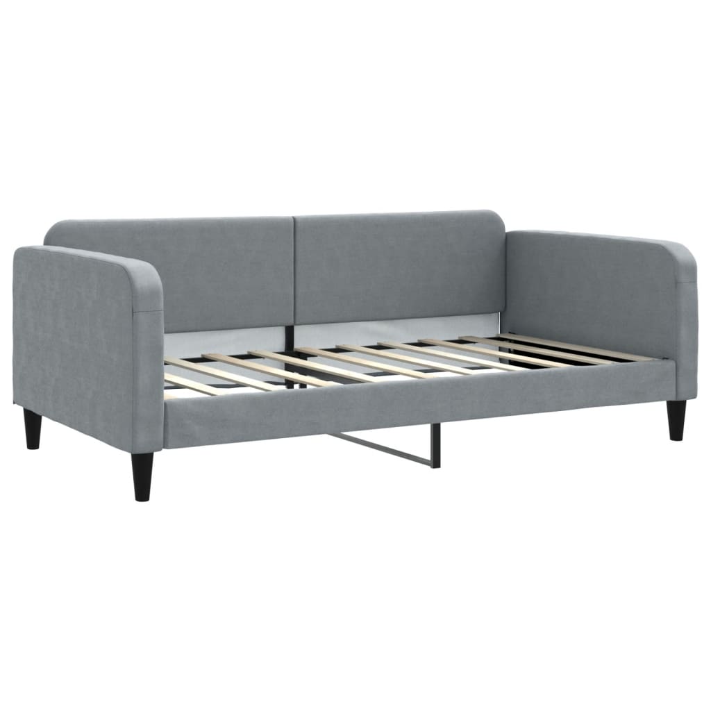 Daybed With Trundle Light grey Polyester, Wood, Metal Standard