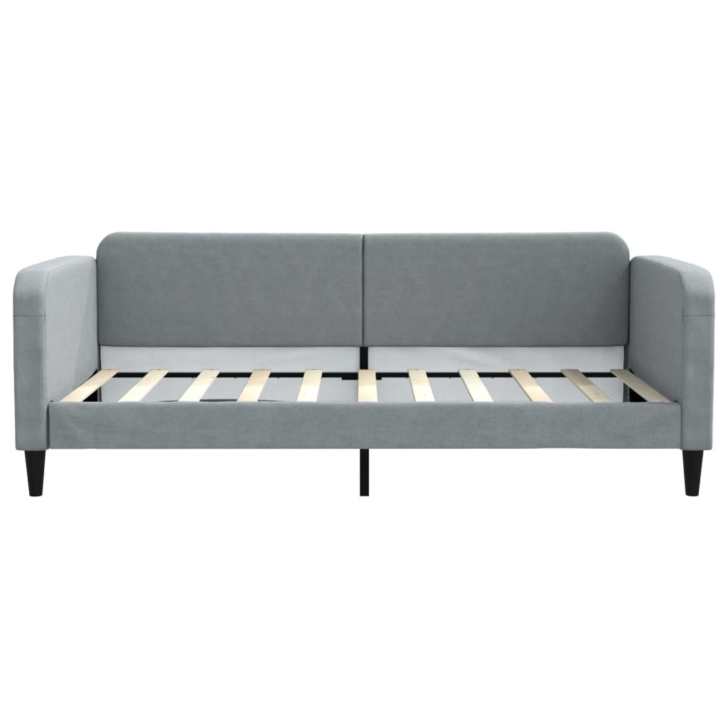 Daybed With Trundle Light grey Polyester, Wood, Metal Standard