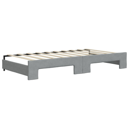 Daybed With Trundle Light grey Polyester, Wood, Metal Standard
