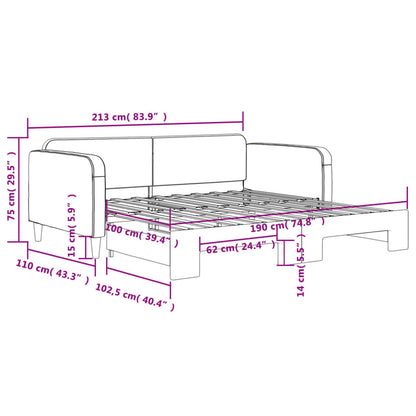 Daybed With Trundle Light grey Polyester, Wood, Metal Standard