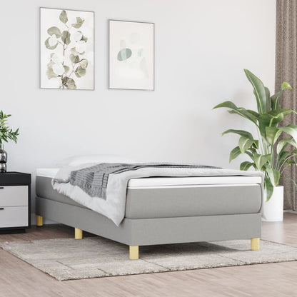 Box Spring Bed with Mattress Light Gray 39.4"x74.8" Twin Fabric