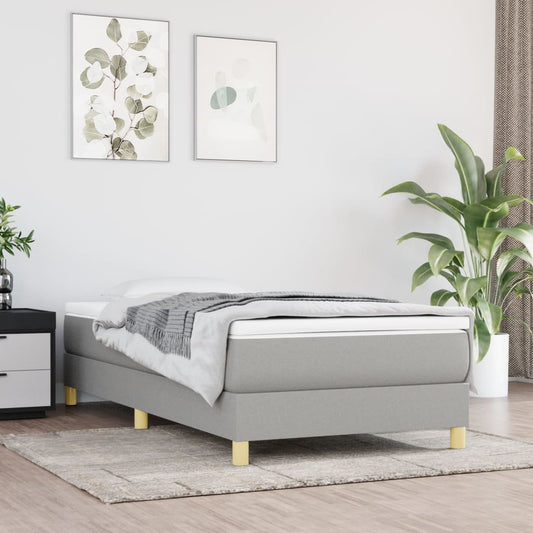 Box Spring Bed with Mattress Light Gray 39.4"x74.8" Twin Fabric