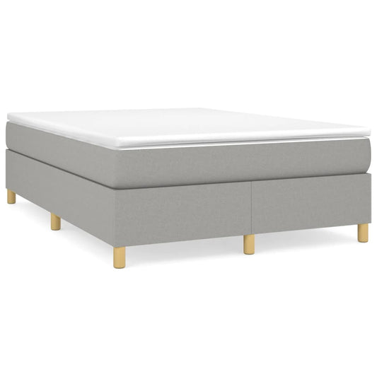 Box Spring Bed with Mattress Light Gray 59.8"x79.9" Queen Fabric